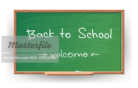 Vector illustration of Back to school. Wrote in chalk on blackboard