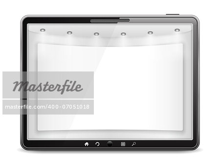 Tablet computer with blank banner on the screen, vector eps10 illustration