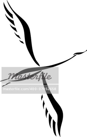 Silhouette of a flying swan