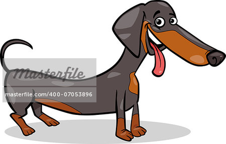 Cartoon Illustration of Cute Purebred Dachshund Dog