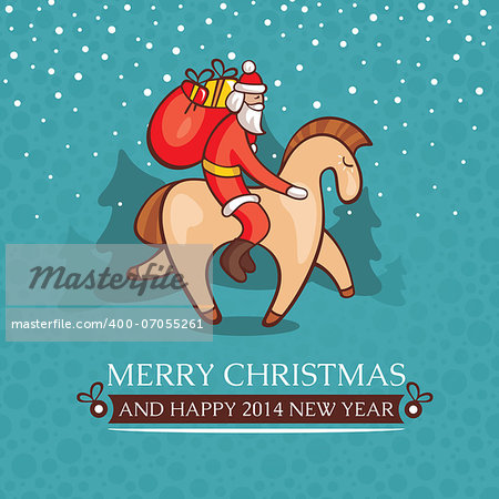 Christmas cute baby card with santa claus vector illustration