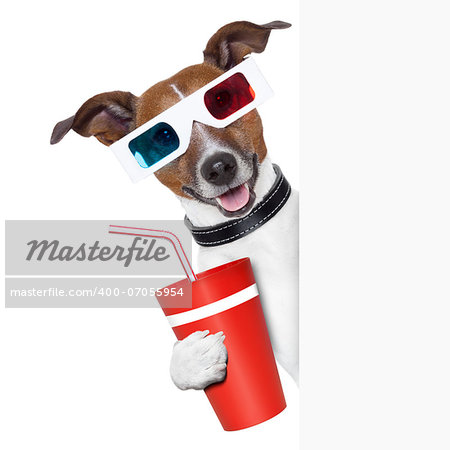 3d glasses dog with coke with side banner