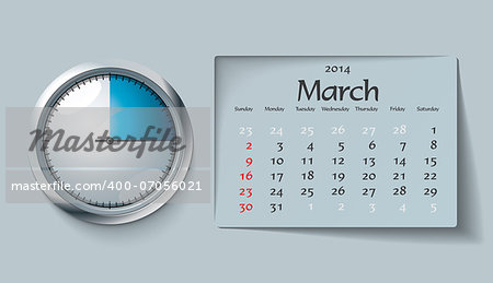 march 2014 - calendar - vector illustration