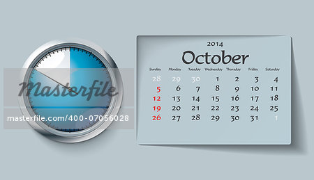 october 2014 - calendar - vector illustration
