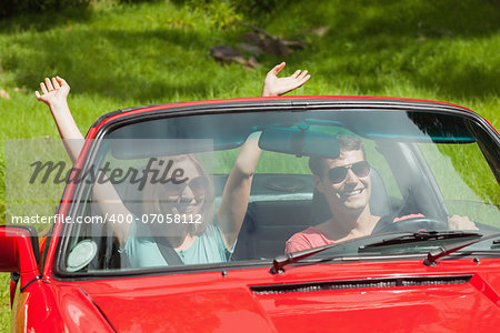 Smiling young couple going for a ride together on a sunny day
