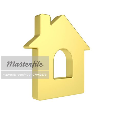 Gold house icon. Isolated render on a white background