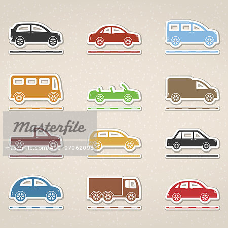 Set of icons of cars, vector eps10 illustration