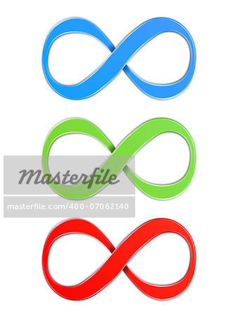 Infinity symbols, blue, green and red colors, vector eps10  illustration