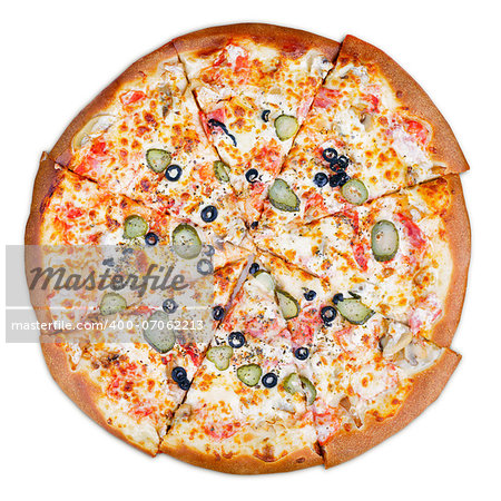 Delicious italian pizza isplated on white with clipping path