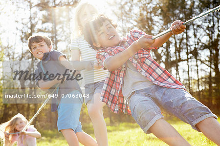 Children playing tug o war