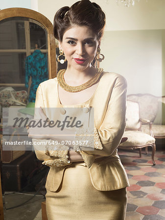 Portrait of woman in vintage clothes