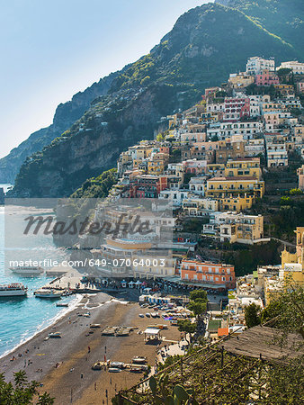 Houses on hillside, Positano, Amalfi Peninsula, Campania, Italy