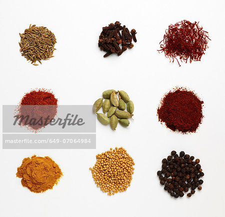 Selection of dried spices