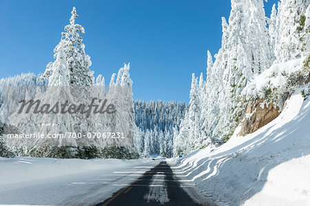 Snowy Road up Mount Ashland, Southern Oregon, USA