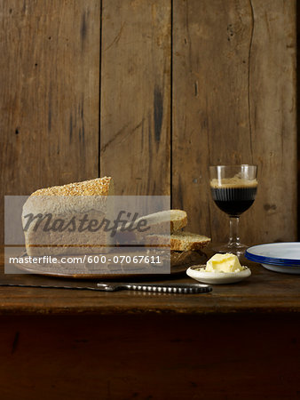 Wholwheat Bread with Butter, Studio Shot