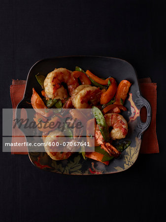 Overhead View of Grilled Shrimp, Studio Shot