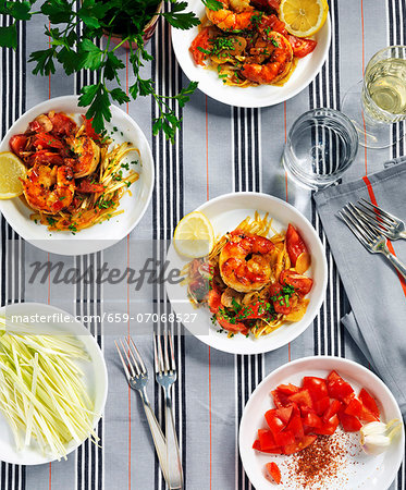 Prawns with tomato salad