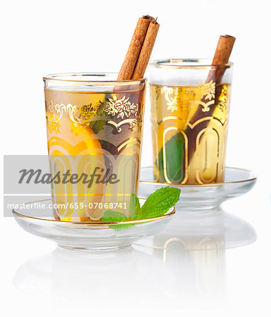 Tea Eastern-style with mint, cinnamon and orange