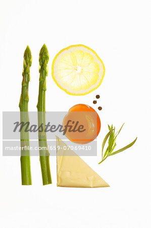 Ingredients for an asparagus dish Ingredients for an asparagus dish