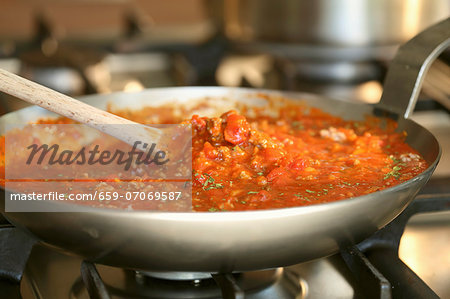 Bolognese sauce being made
