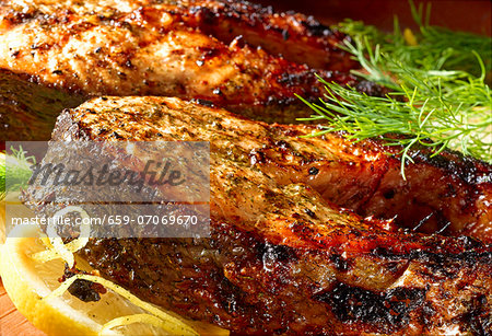 Salmon steaks with lemon and dill Salmon steaks with lemon and dill