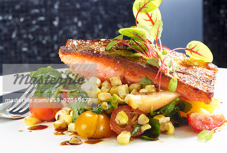 Salmon fillet with a side of vegetables Salmon fillet with a side of vegetables