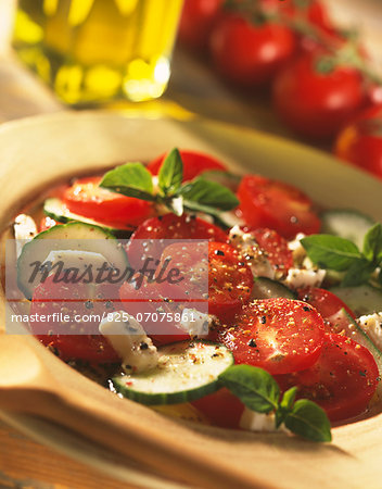 Tomato,mozzarella,basil and cucumber salad