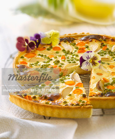 Salmon and spring vegetable savoury tart