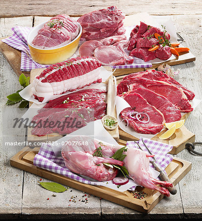 Assorted raw meats