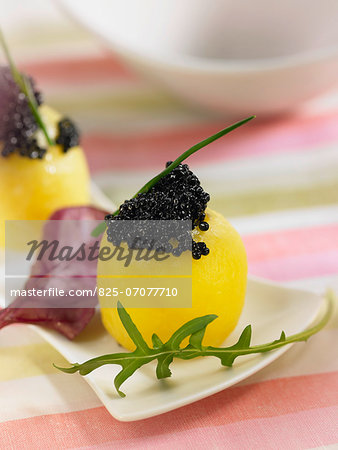 Potato stuffed with caviar