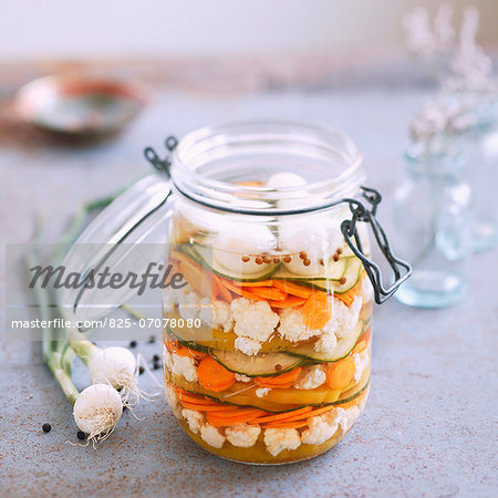 Jar of pickled vegetables