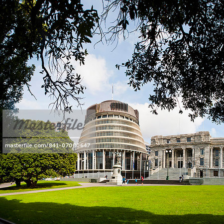 Beehive, the New Zealand Parliament Buildings, Wellington, North Island, New Zealand, Pacific