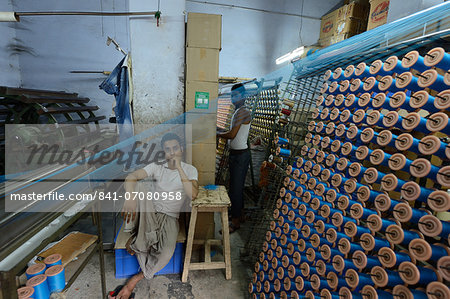 In the silk thread manufacturing factory, Vararnasi, Uttar Pradesh, India, Asia