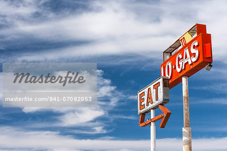 Gas Station sign, Baker, Nevada, United States of America, North America