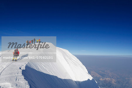 Summit ridge, climbing expedition on Mount McKinley, 6194m, Denali National Park, Alaska, United States of America, North America