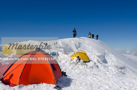 Tents on Mont Blanc, Haute-Savoie, French Alps, France, Europe