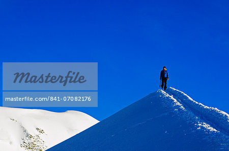 Climber on Mont Blanc, Chamonix, Haute-Savoie, French Alps, France, Europe