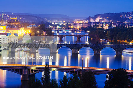 Bridges on the Vltava River, UNESCO World Heritage Site, Prague, Czech Republic, Europe