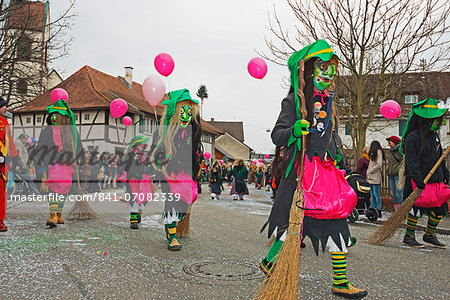 Fasnact spring carnival parade, Weil am Rhein, Baden-Wurttemberg, Germany, Europe
