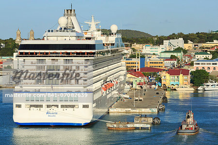 Cruise ship in St. John's Harbour, Antigua, Antigua and Barbuda, Leeward Islands, West Indies, Caribbean, Central America Cruise ship in St. John's Harbour, Antigua, Antigua and Barbuda, Leeward Islands, West Indies, Caribbean, Central America