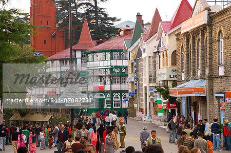 British style shops and buildings in Shimla, Himachal Pradesh, India, Asia