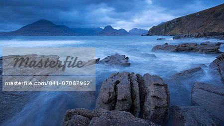 The Cuillin mountains from the coast at Elgol, Isle of Skye, Inner Hebrides, Scotland, United Kingdom, Europe