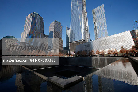 Ground Zero, the National 9/11 Memorial at the site of the World Trade Center in Lower Manhattan, New York, United States of America, North America