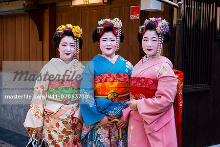 Traditionally dressed Geishas in the old quarter of Kyoto, Japan, Asia