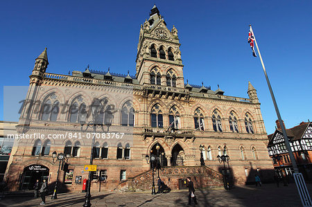 The Victorian Gothic Revival style town hall, designed by William Henry Lynn and opened in 1869, in Chester, Cheshire, England, United Kingdom, Europe