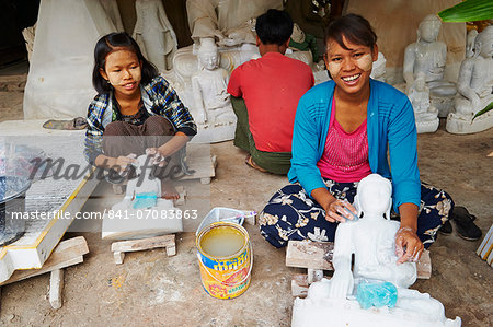 Marble carving, Mandalay, Myanmar (Burma), Asia