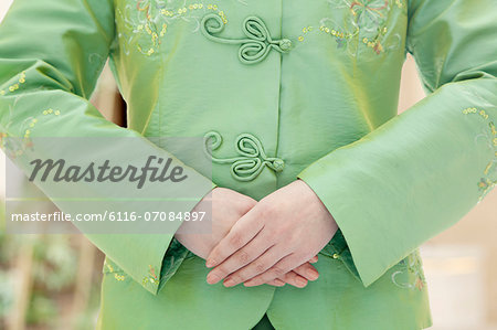 Restaurant/Hotel Hostess, Close-up on Hands, Front View