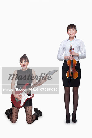 Rock star and violin player, opposite