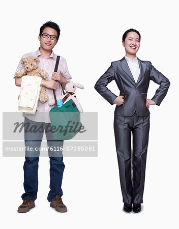 Businesswoman and stay in home father