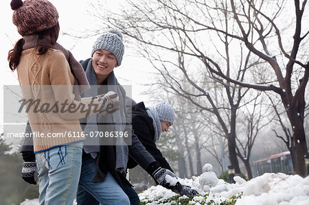 Friends Playing in the Snow